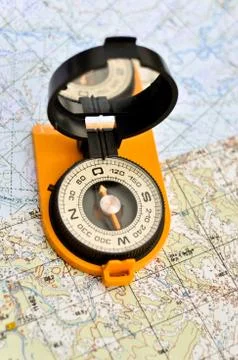 Compass on the map. Stock Photos