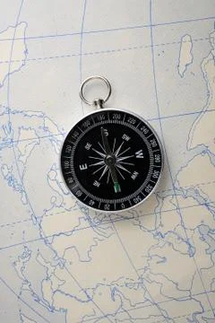 Compass on the map Stock Photos