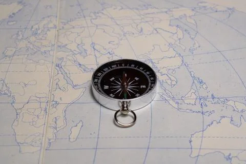Compass on the map Stock Photos