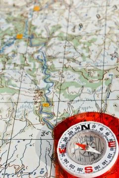 Compass on the map. Stock Photos