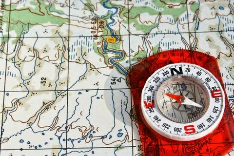 Compass on the map. Stock Photos