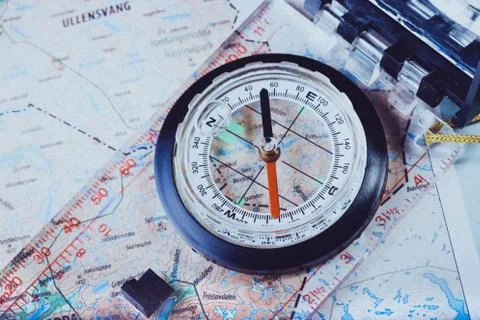 Compass on a map Foto stock