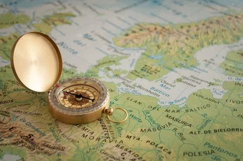 The compass on map Stock-Fotos