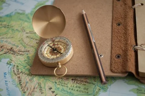 The compass on map Stock-Fotos