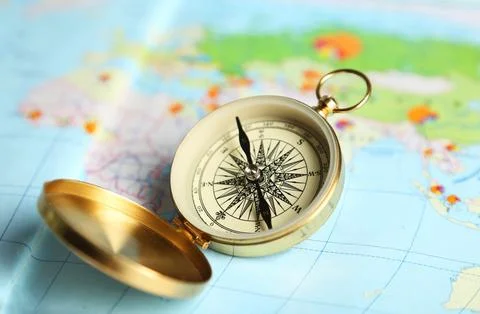 Compass on map Fotos de archivo