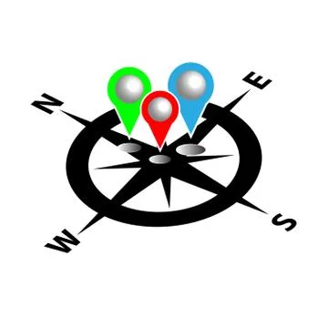 Compass with map pin. Infographic. Vector illustration. Stock Illustration