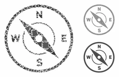 Compass Mosaic Icon of Abrupt Elements 스톡 일러스트