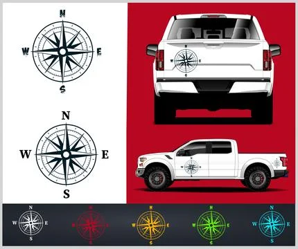 Compass with mountains and Compass Star Vector Stock Illustration
