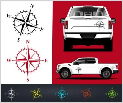 Compass with mountains and Compass Star Vector イラスト素材