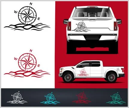 Compass with mountains and Compass Star Vector Stock Illustration