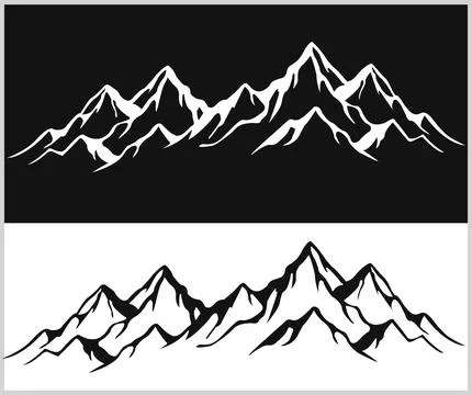 Compass with mountains and Compass Star Vector Stock Illustration