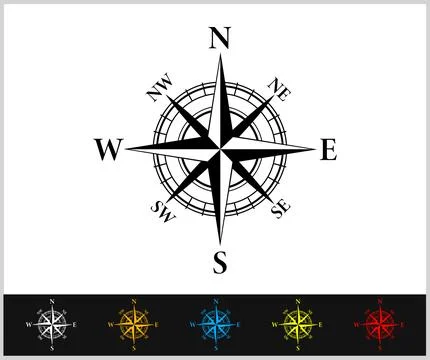 Compass with mountains and Compass Star Vector Stock Illustration
