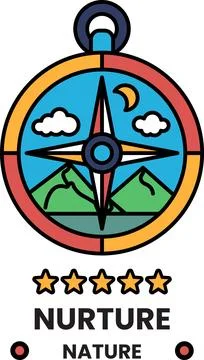 A compass with mountains in the background イラスト素材