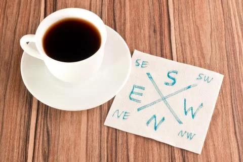 Compass on a napkin Stock Photos