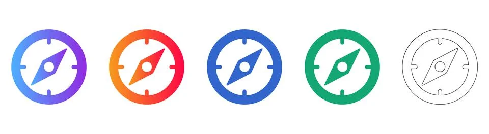Compass Navigation and Direction Finding Icons Ilustração Stock
