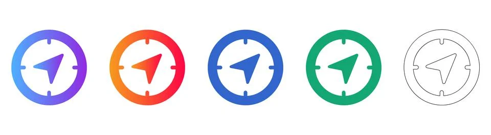Compass Navigation and Direction Icons Ilustração Stock