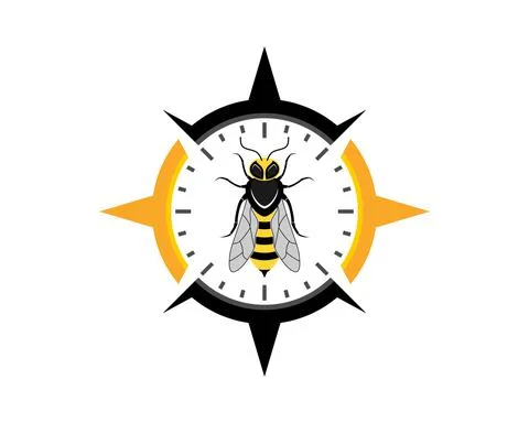 Compass navigation with bee inside Illustrazione stock