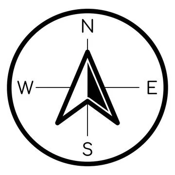 Compass navigation cardinal directions icon 8K ultra quality image ratio Stock Illustration