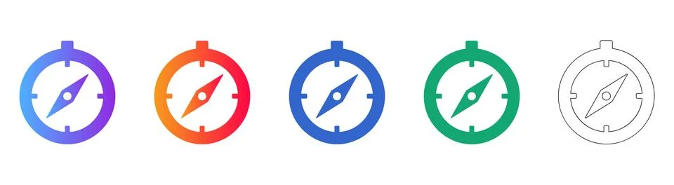 Compass Navigation Direction Icon Set Stock Illustration