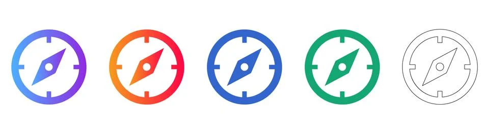 Compass Navigation Direction Icons Stock Illustration