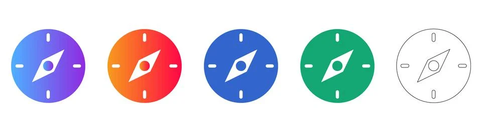 Compass Navigation Direction Icons Set Stock Illustration