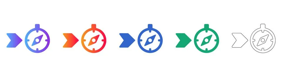Compass Navigation Direction Icons Set Stock Illustration