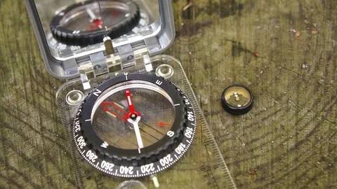 Compass for Navigation, Finding Directions with Compasses Stock Footage 306517781
