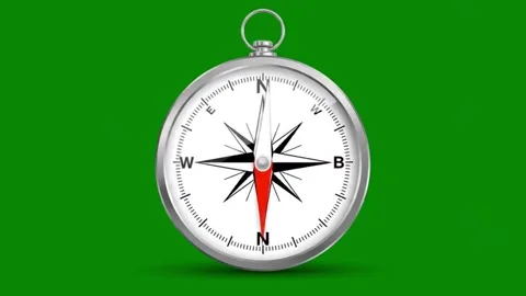 Compass Navigation Green Screen Animation Stock Footage 336389708
