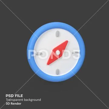 Compass navigation isolated 3d render icon illustration PSD Template