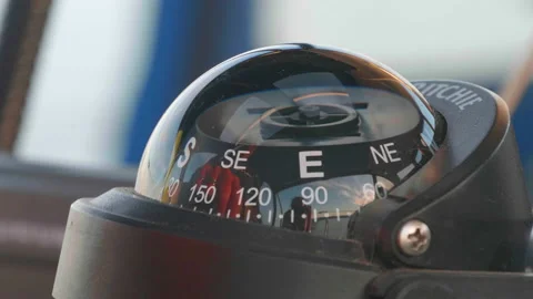Compass Navigation, South Travel Direction, Exploration Instrument Stock-Footage 151574819