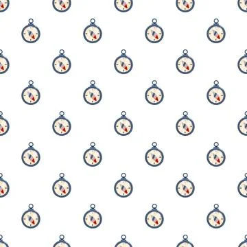 Compass navigation tool seamless pattern background creating discovery theme Stock Illustration