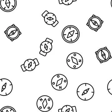Compass Navigation Vector Seamless Pattern Illustrazione stock