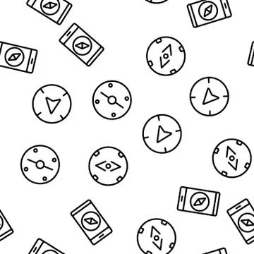 Compass Navigation Vector Seamless Pattern Illustrazione stock