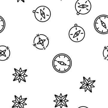 Compass Navigation Vector Seamless Pattern 스톡 일러스트