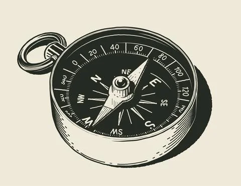 Compass. Navigational device. Show side world, Isolated on background. Eps10 Stock Illustration