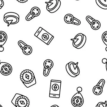 Compass Navigational Vector Seamless Pattern 스톡 일러스트