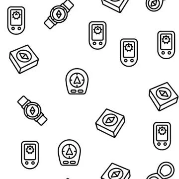 Compass Navigational Vector Seamless Pattern 스톡 일러스트
