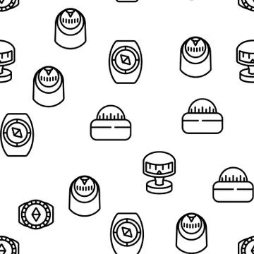 Compass Navigational Vector Seamless Pattern 스톡 일러스트