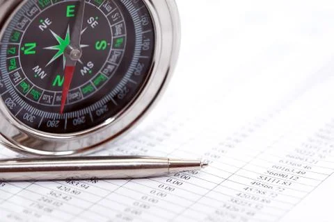 Compass Near Pen Stock Photos