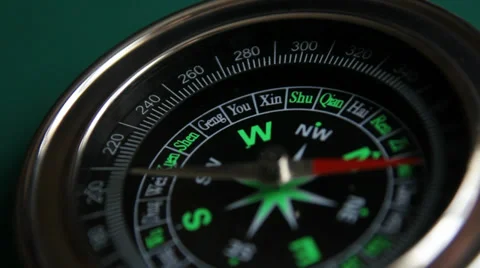 Compass needle messed around and pointed to the West Stock Footage 37551732