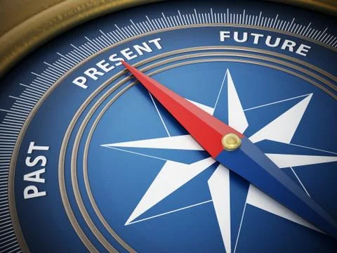 Compass needle pointing present. 3D illustration Stock Illustration