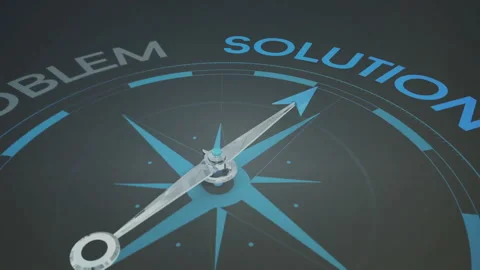 Compass needle pointing to Solution from Problem in animation on dark background 動画素材 306218086