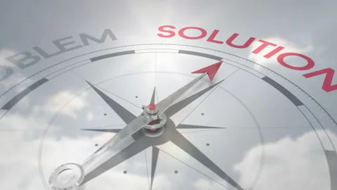 Compass needle pointing towards solution with problem in school animation Stock Footage 305065525