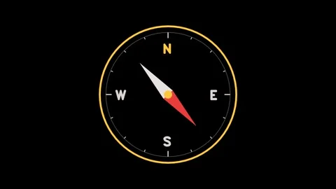 Compass needle spinning on black background overlay 4K Vídeo Stock 337062485