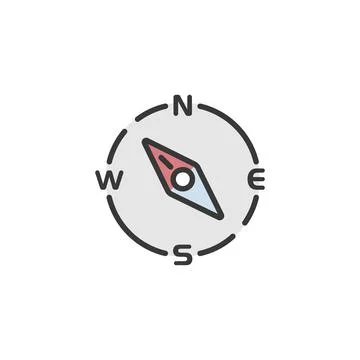 Compass north west direction. Filled color icon. Weather vector illustration Stock Illustration