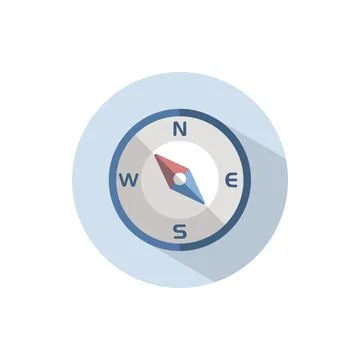 Compass north west direction. Flat icon on a circle. Weather vector illustrat Stock Illustration