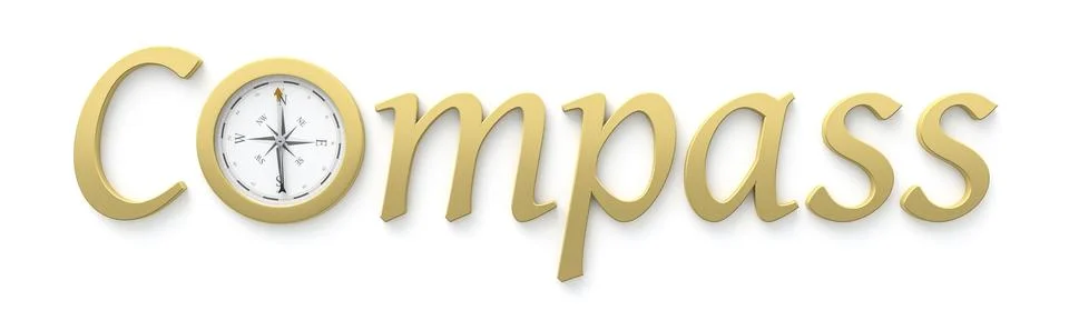 A compass in the o of the word compass Stock Illustration