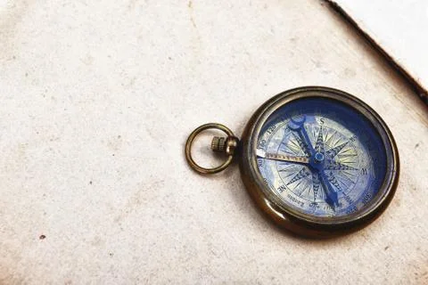 Compass on old paper Stock Photos