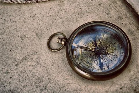 Compass on old paper Stock Photos
