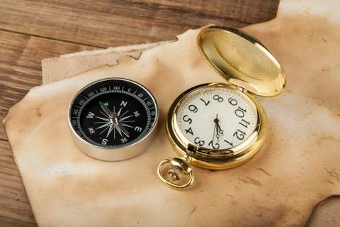 Compass, old paper Stock Photos